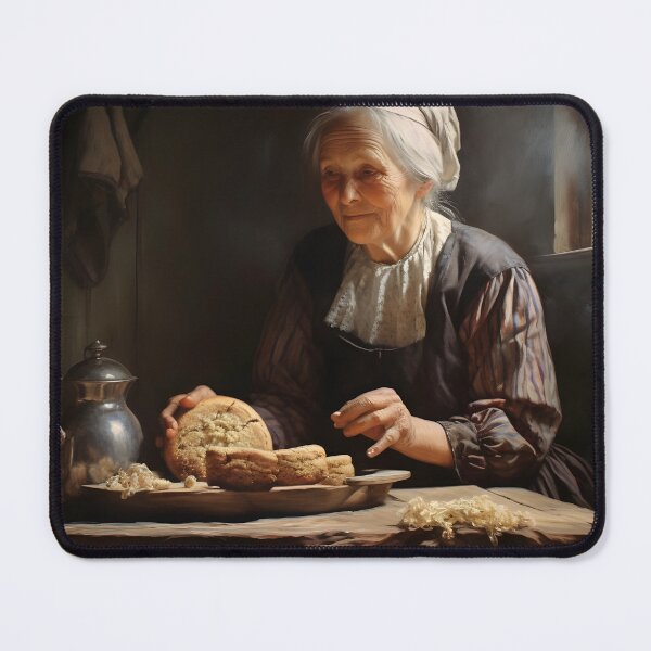 Item preview, old woman preparing food oil paint designed and sold by Ai-TOUCH.