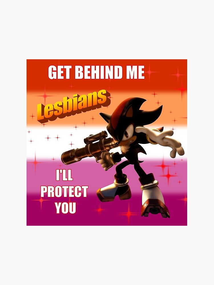 Thumbnail 3 of 3, Magnet, Get Behind Me Lesbians Shadow the Hedgehog Meme designed and sold by neogirl.