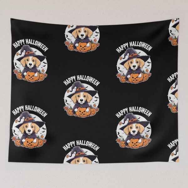 Item preview, Happy Halloween Funny Beagle Dog with his Pumpkins, 2025 Halloween designed and sold by TreetopStudios.