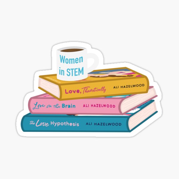 Ali Hazelwood book stack Sticker for Sale by PaintedByJamie in