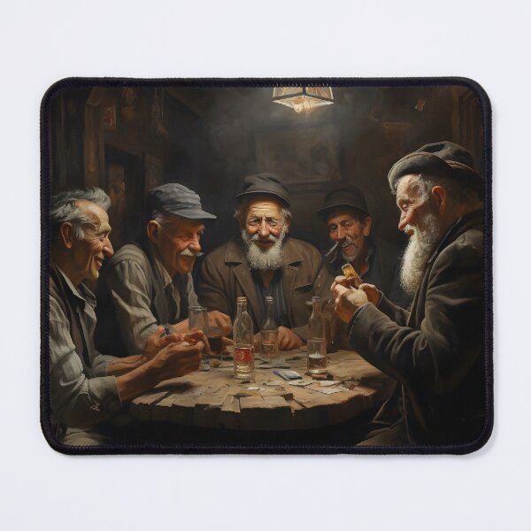 Item preview, OLD PEOPLE PLAYING CARDS IN BAR OIL PAINT designed and sold by Ai-TOUCH.