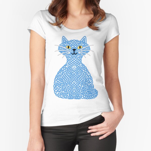 Knotty Cat - blue Fitted Scoop T-Shirt