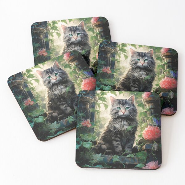 Item preview, young forest cat, cat in the mysterious garden designed and sold by WallyPink.