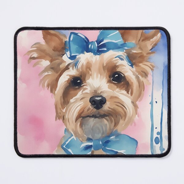 Item preview, Cute preppy Terrier with blue bows watercolor painting designed and sold by SophieClimaArt.