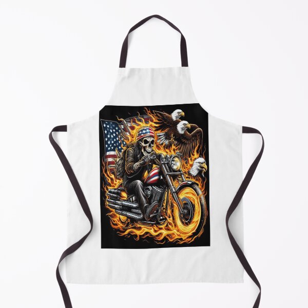 Item preview, American Patriot Motorcycle and Flaming Skull with Bald Eagles designed and sold by trueUSAgear.