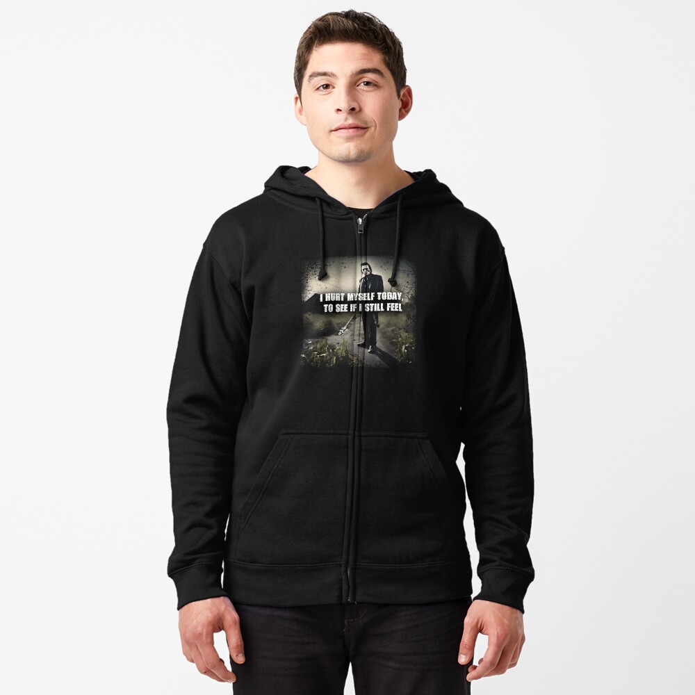 Discover Johnny Cash The Man in Black Zombie Zipped Hoodie