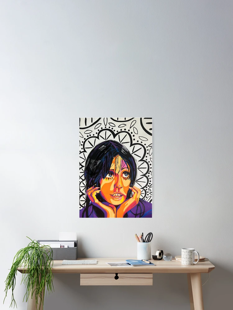 Thumbnail 2 of 3, Poster, Colorful portrait with pattern designed and sold by scribblepixie.