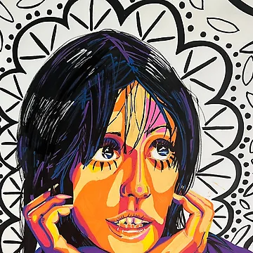 Artwork thumbnail, Colorful portrait with pattern by scribblepixie