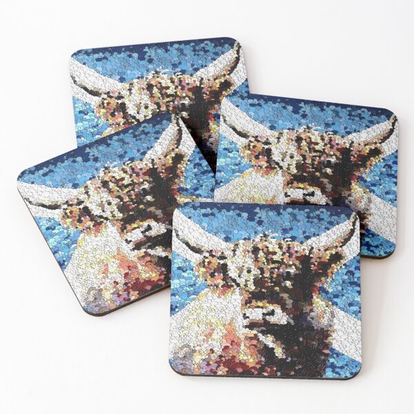 Item preview, Highland cow with the scottish flag, edited oil painting by Marina Daniluka designed and sold by MariDaniArt.