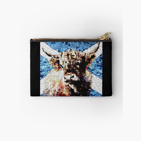 Item preview, Highland cow with the scottish flag, edited oil painting by Marina Daniluka designed and sold by MariDaniArt.