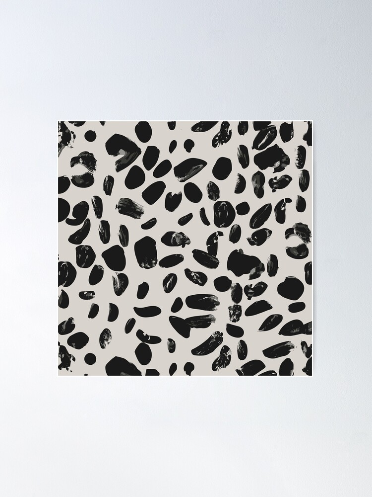 Preppy brushstroke free polka dots black and white spots dots