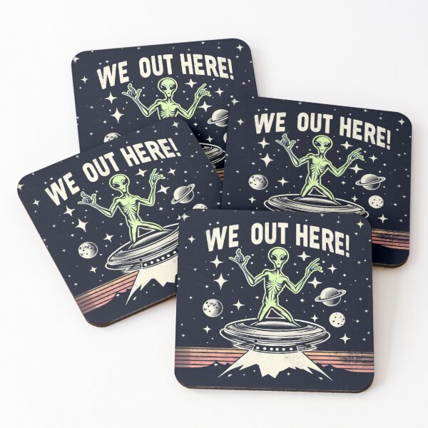 Item preview, "We Out Here" Green Alien  designed and sold by Brainless Art.