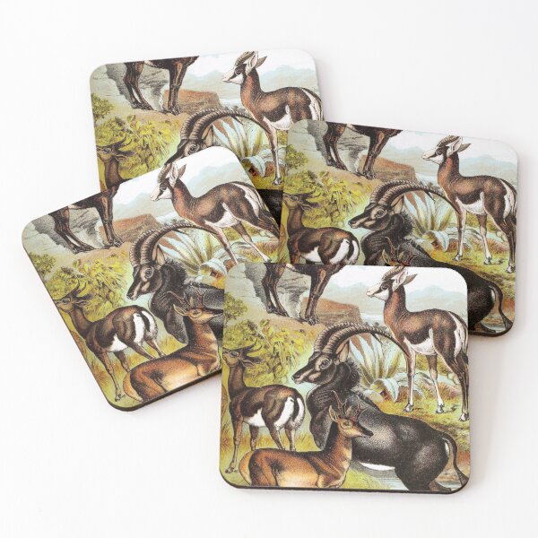 Item preview, Mountain Animals: Chamois Gazelle Springbok Sable Antelope and Pronghorn Vintage Chromolithograph Gift designed and sold by ElegantTeaTime.