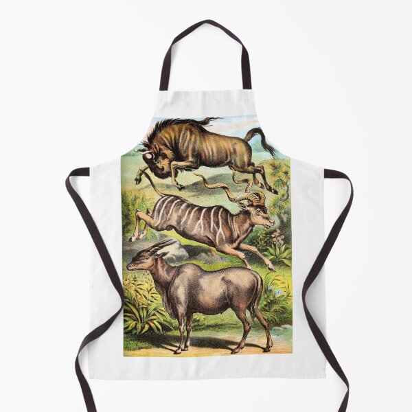 Item preview, Horned Horse Koodoo and Eland in Grass Vintage Chromolithograph by Hugh Craig Painting Animal Lover Gift designed and sold by ElegantTeaTime.