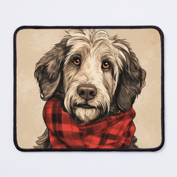 Item preview, Aussiedoodle Christmas Plaid Watercolor designed and sold by rafaeltto.