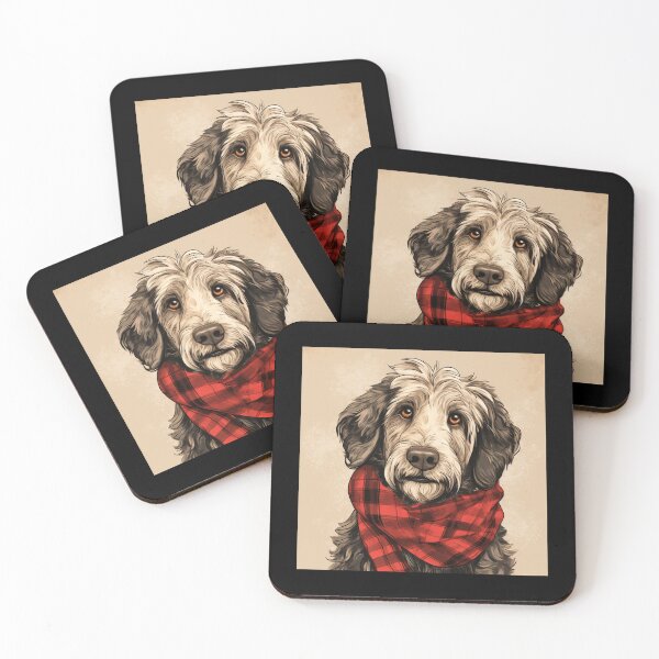 Item preview, Aussiedoodle Christmas Plaid Watercolor designed and sold by rafaeltto.
