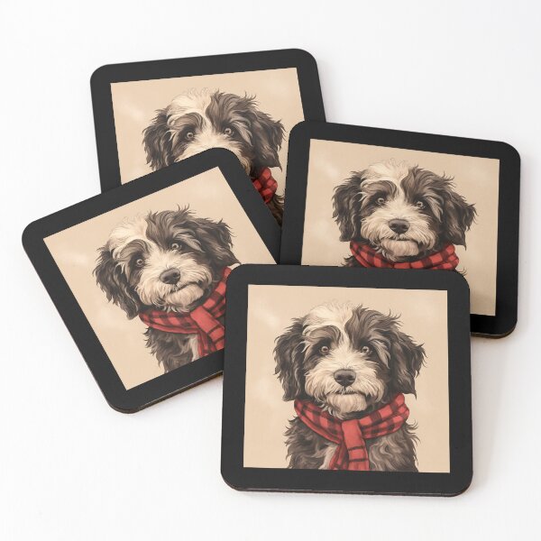 Item preview, Aussiedoodle Christmas Plaid Watercolor designed and sold by rafaeltto.