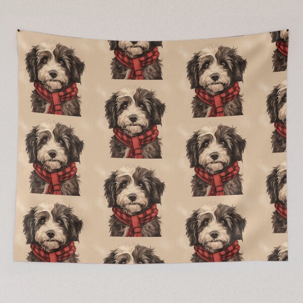 Item preview, Aussiedoodle Christmas Plaid Watercolor designed and sold by rafaeltto.