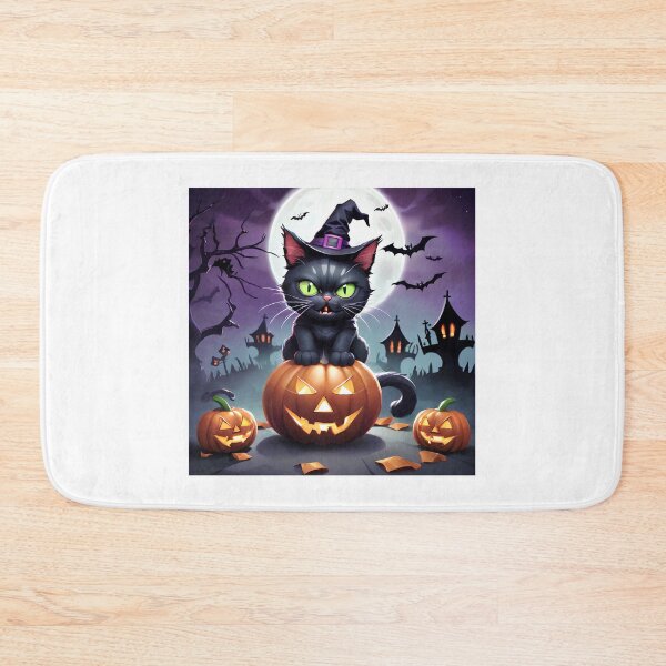 Item preview, Black Halloween Cat Sitting On Pumpkin designed and sold by KoliBabb.