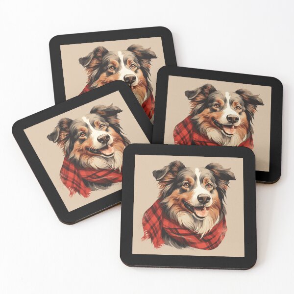 Artikelvorschau, Australian Shepherd Christmas Plaid Watercolor entworfen und verkauft von rafaeltto.