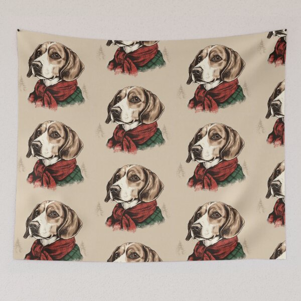 Item preview, Beagle Christmas Plaid Watercolor designed and sold by rafaeltto.