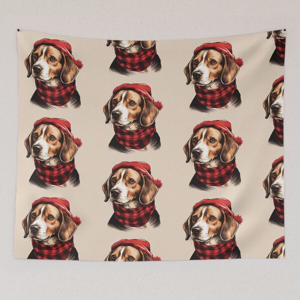 Item preview, Beagle Christmas Plaid Watercolor designed and sold by rafaeltto.