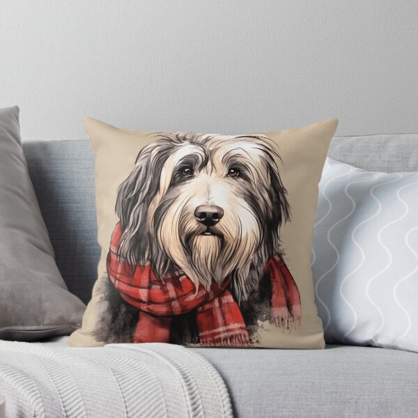 Item preview, Bearded Collie Christmas Plaid Watercolor designed and sold by rafaeltto.