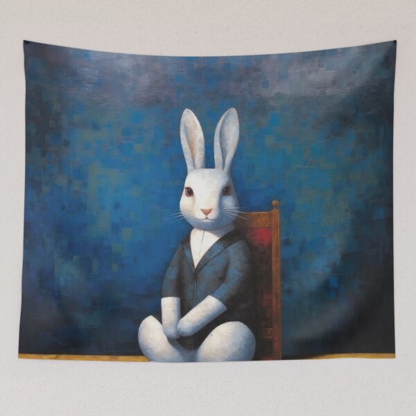 Item preview, White Rabbit Sitting with Box on Table designed and sold by YoPedro.