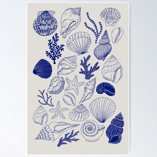 Item preview, Seashells Print Poster designed and sold by beautyinlove.
