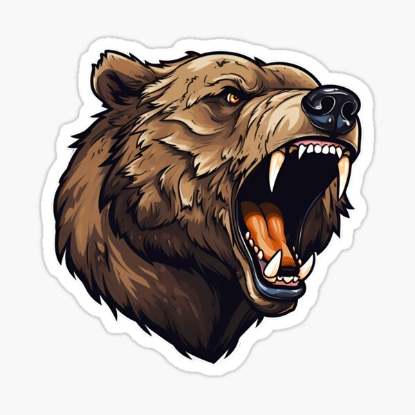 Item preview, Cartoon Style Grizzly Bear Painting Drawing Sticker, wall arts, Art Prints and More designed and sold by Kevin Lou.