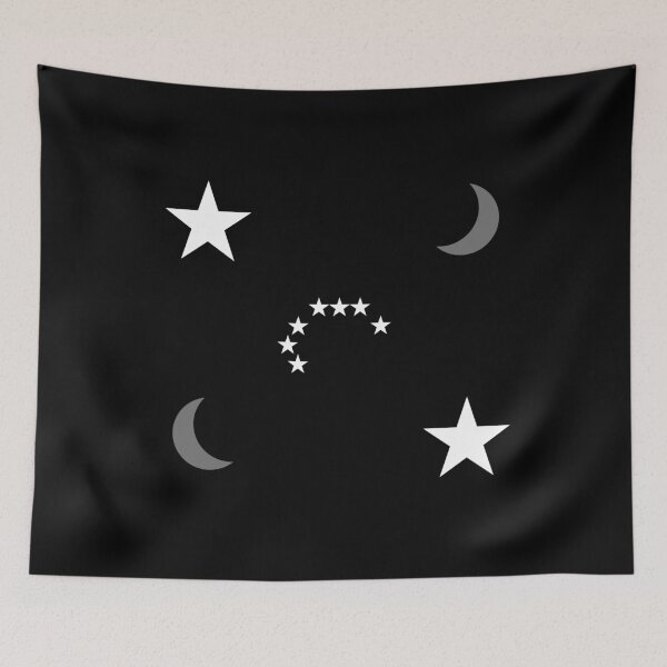 Item preview, Gray Crescent Moons and White Stars in Black Night Sky designed and sold by ShaunSandhu.