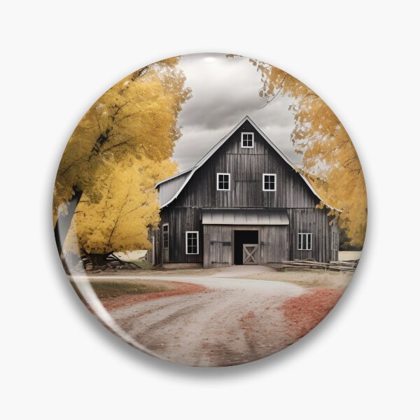 Item preview, black and white country barn fall landscape print designed and sold by dcrc.
