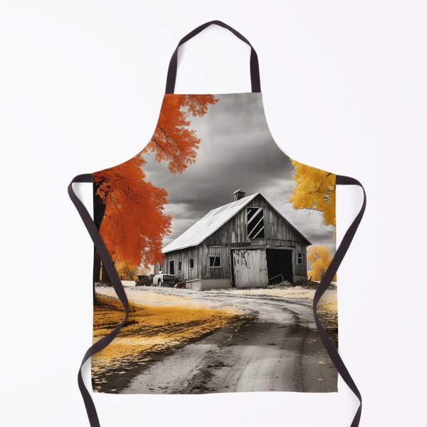 Item preview, black and white country barn fall landscape print designed and sold by dcrc.