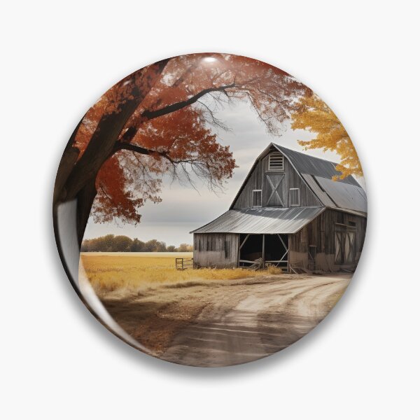 Item preview, black and white country barn fall landscape print designed and sold by dcrc.
