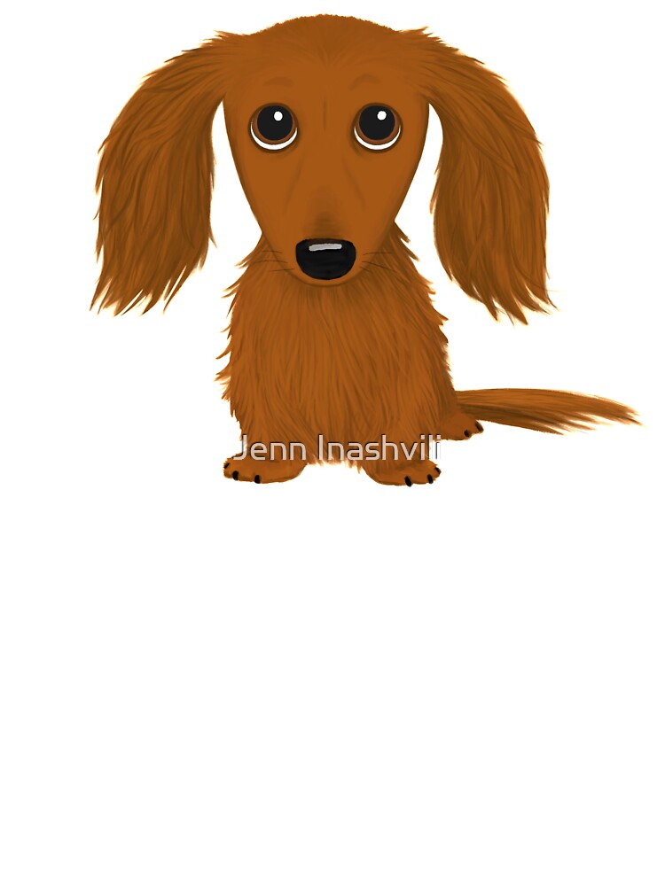 Longhaired Red Dachshund Cartoon Wiener Dog Baby One Piece By