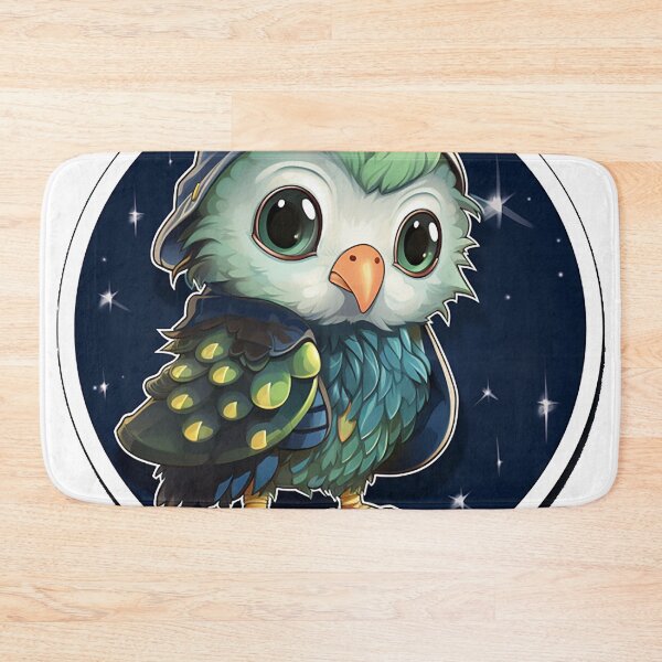 Item preview, Curious Budgie Detective: Adorable Baby Bird in Night-Sky Coat Pecking at Shiny Object - Cartoon Sticker designed and sold by PaintbrushPlace.