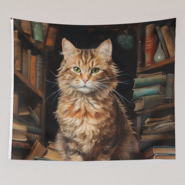 Item preview, Somali cat in the middle of many books designed and sold by WallyPink.