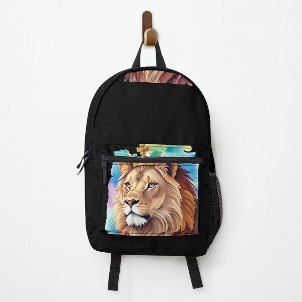 Item preview, Side view of Vibrant water color lion designed and sold by Gigglyvibes.