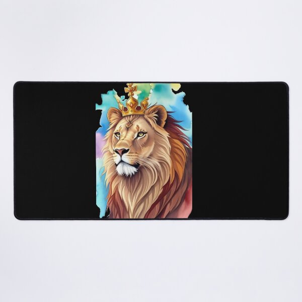 Item preview, Side view of Vibrant water color lion designed and sold by Gigglyvibes.