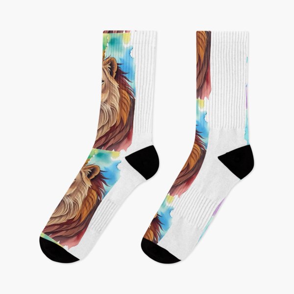 Item preview, Side view of Vibrant water color lion  designed and sold by Gigglyvibes.