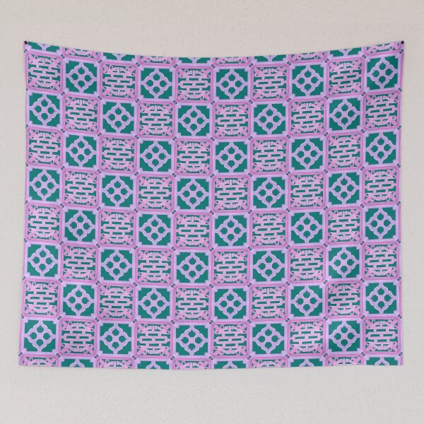 Item preview, Hoi an symbols - purple and sea green designed and sold by skunkandpumpkin.