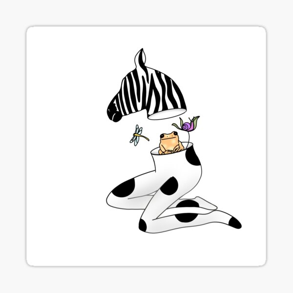 Item preview, Zebra head with a black body and white stripes.  with beautiful legs  slender with frog  Snails and dragonflies hide, everything is black, stripes and many designed and sold by Grab-it-fast.