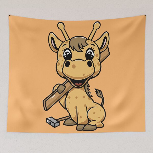 Item preview, Cute giraffe is a carpenter cartoon illustration designed and sold by cubbone.