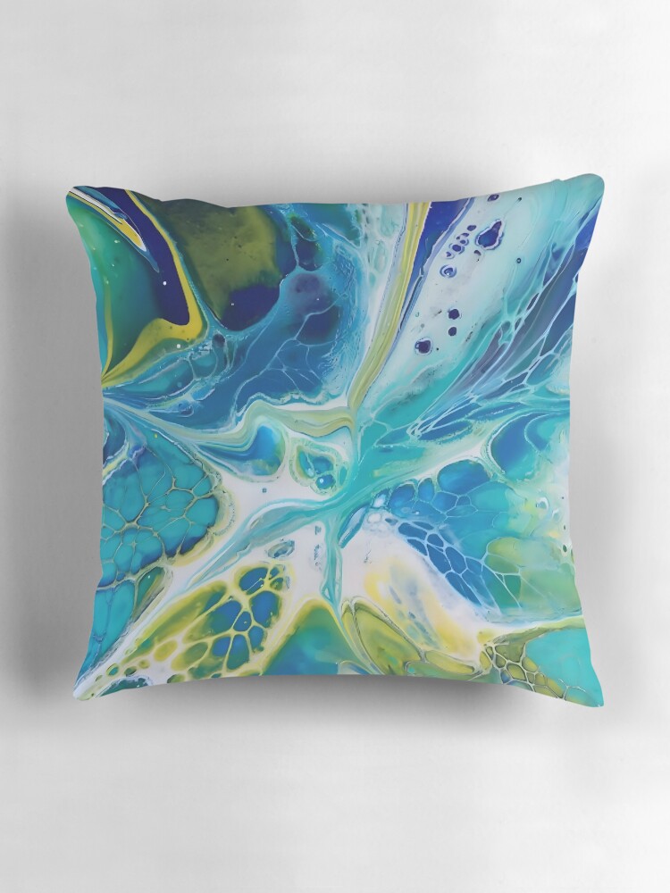 Blue Magic Fluid Art Design Pretty Bloom Pillow