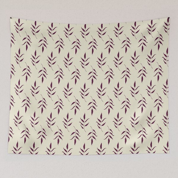 Item preview, Boho Leaf Sprigs - Plum maroon on cream background designed and sold by Crystal Hayden.