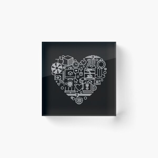 Aperçu de l'œuvre J'aime l'impression 3D Conception en forme de coeur dans un style de ligne fine - Coeur d'imprimante 3D pour les ingénieurs créée et vendue par venomousvector.