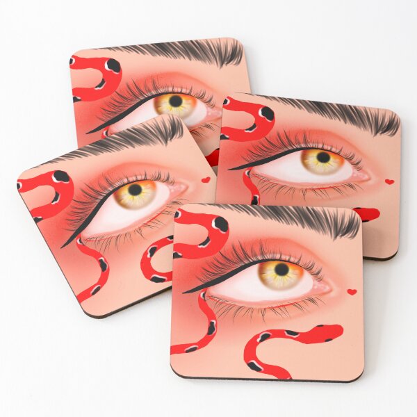 Item preview, A snake on a girl's eye. A girl's eye with a snake. red snake. Poisonous snake. Style print with eye and snake. designed and sold by Anhen-new-style.