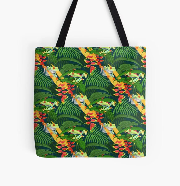 Red Eyed Tree Frogs in the Jungle All Over Print Tote Bag