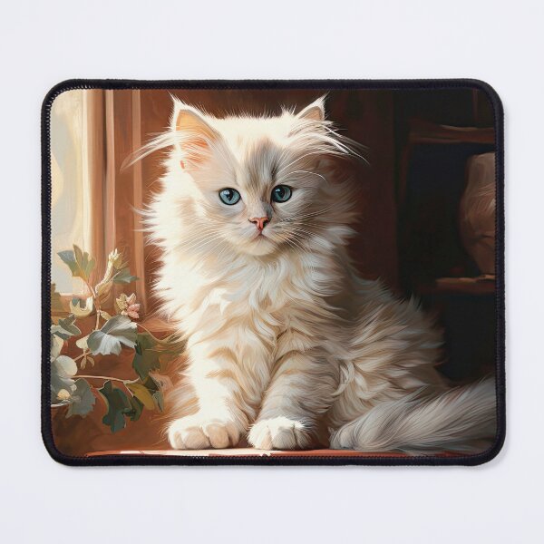 Item preview, white cute cat kitten on books designed and sold by WallyPink.