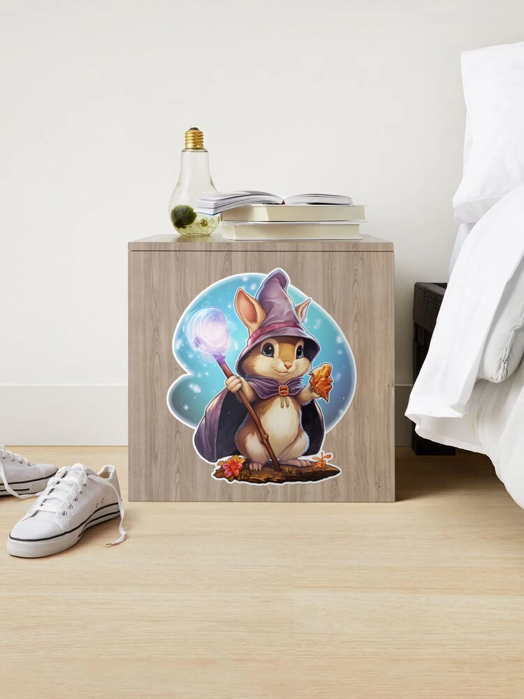 Sticker for Sale mit Magischer Eichhörnchen-Zauberer: Fröhliche Kreatur im  Zauberermantel inmitten verzauberter Pilze – Cartoon-Aufkleber von  PaintbrushPlace